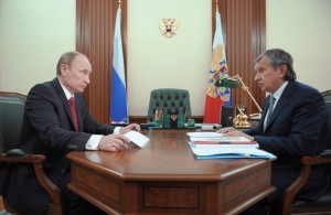 Președintele Vladimir Putin, alături de șeful Rosneft, Igor Secin