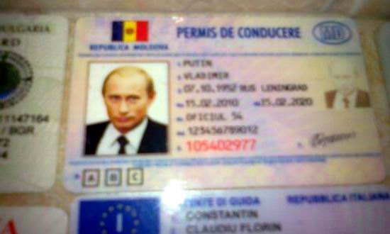 Vladimir Putin, cu permis de conducere de Chisinau